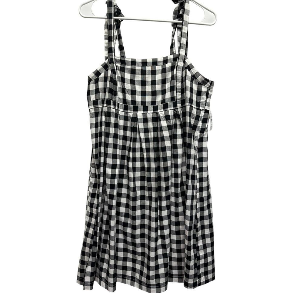 Women Babydoll Handmaiden Mini Dress Pockets Checked Beach Med Coquette